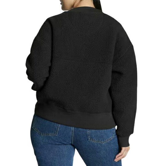 Everlane ReNew Teddy Oversized Crew Sweatshirt Black Fleece Recycled S New - Picture 4 of 12